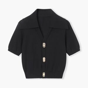 Commense Black Short Sleeve Cardigan
